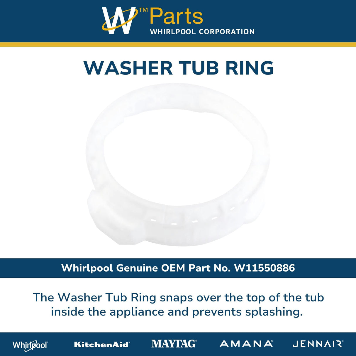 Whirlpool W11550886 Genuine OEM Washer Tub Ring