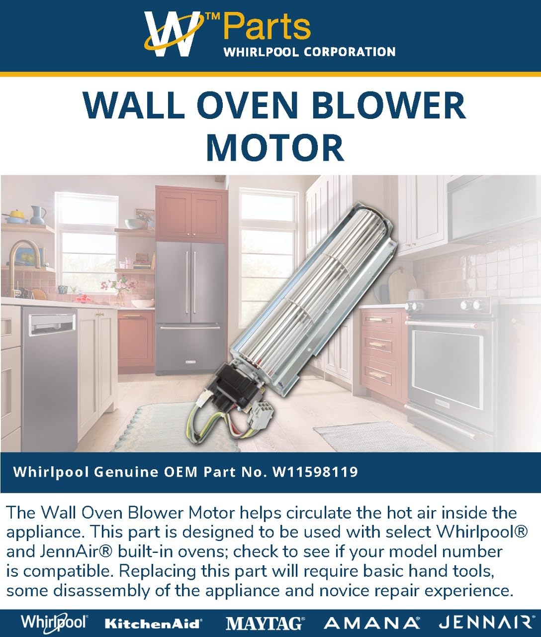 Whirlpool W11598119 Genuine OEM Wall Oven Blower Motor