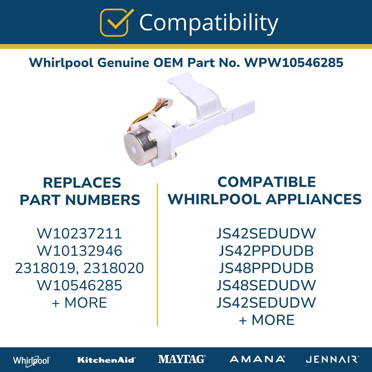 Whirlpool WPW10546285 Genuine OEM Refrigerator Dispenser Ice Chute Door Motor