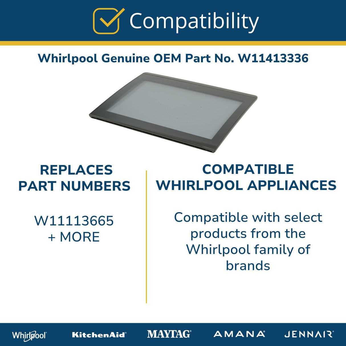 Whirlpool W11413336 Genuine OEM Top Load Washer Lid