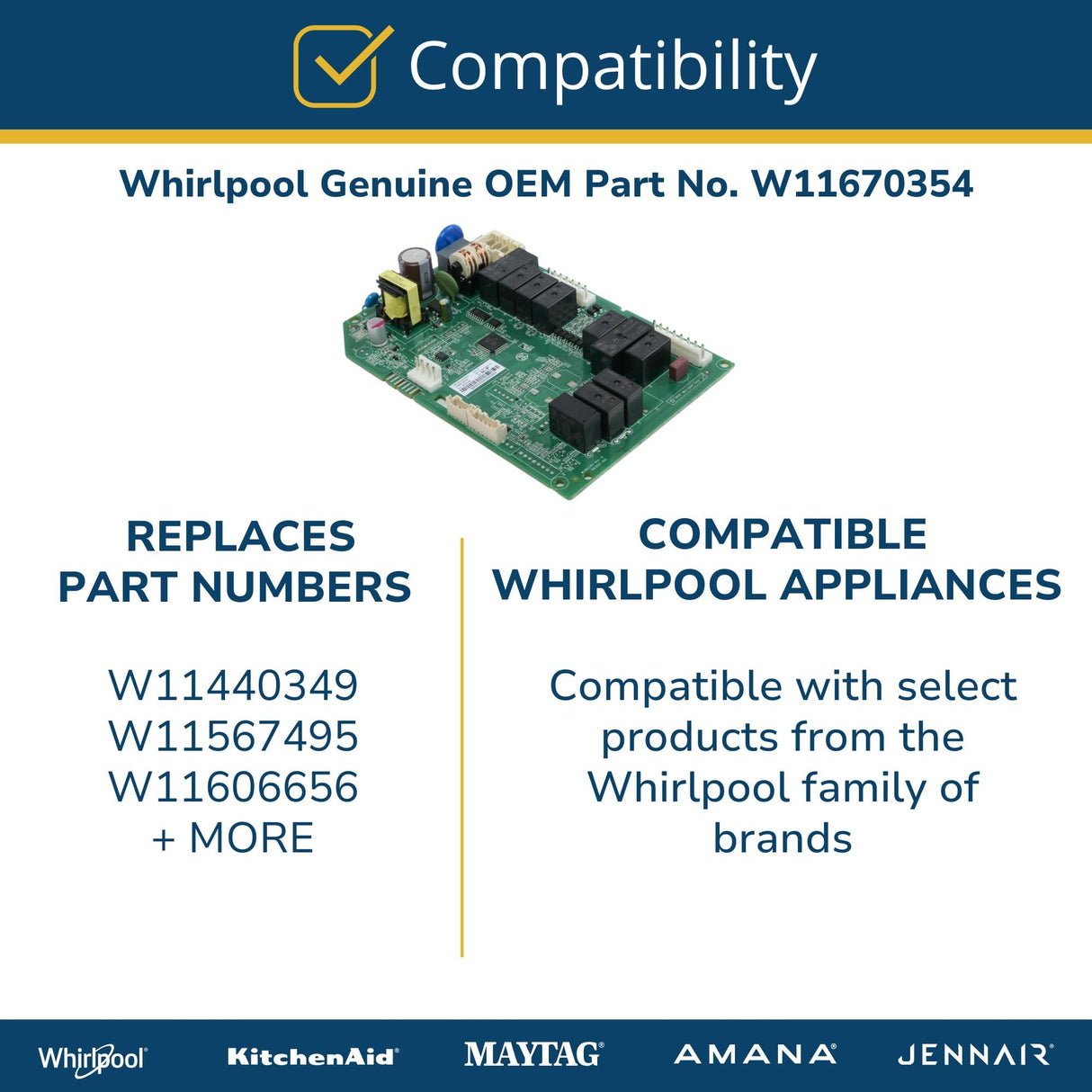 Whirlpool W11670354 Genuine OEM Refrigerator Electronic Control Board