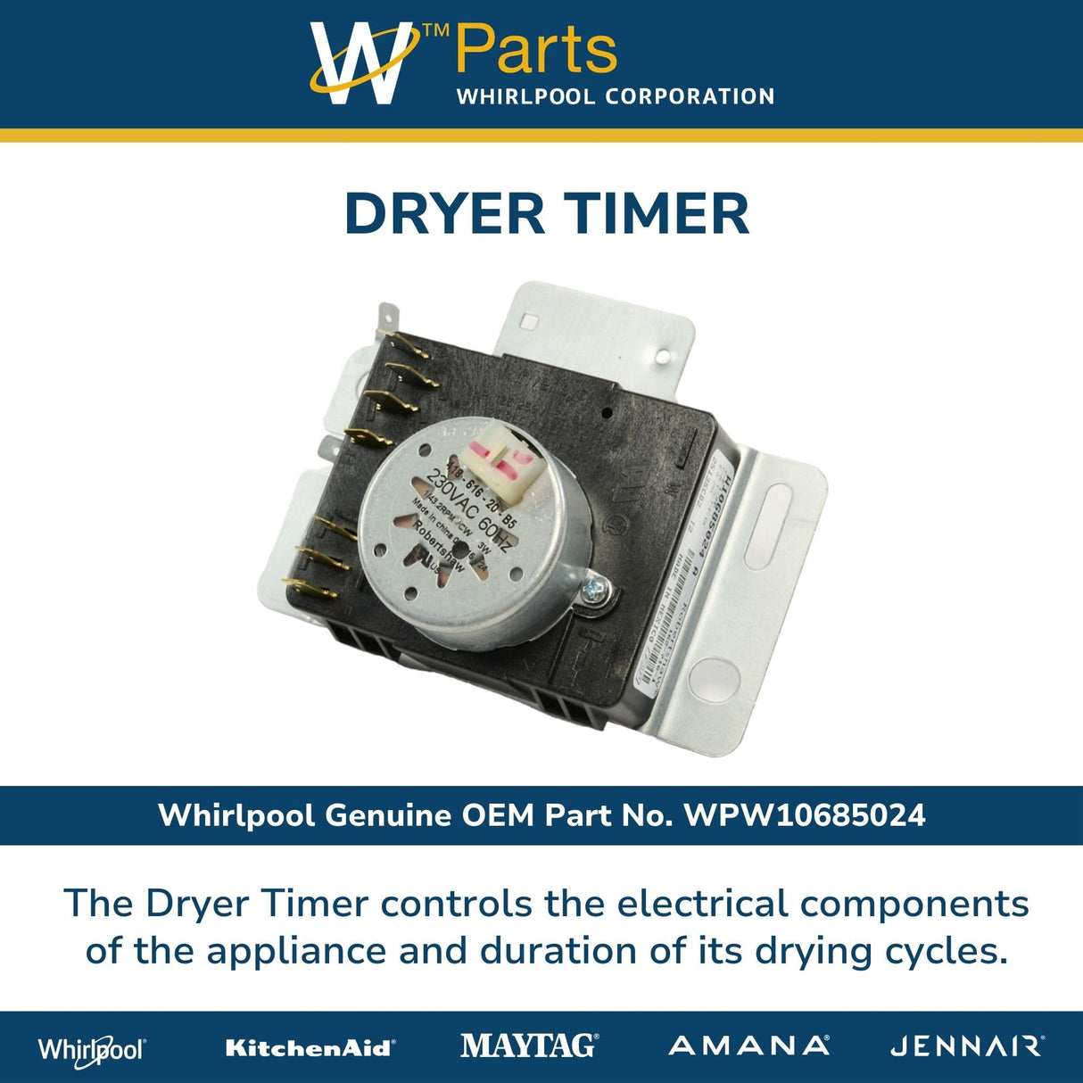 Whirlpool W10685024 Dryer Timer Genuine Original Equipment Manufacturer (OEM) Part