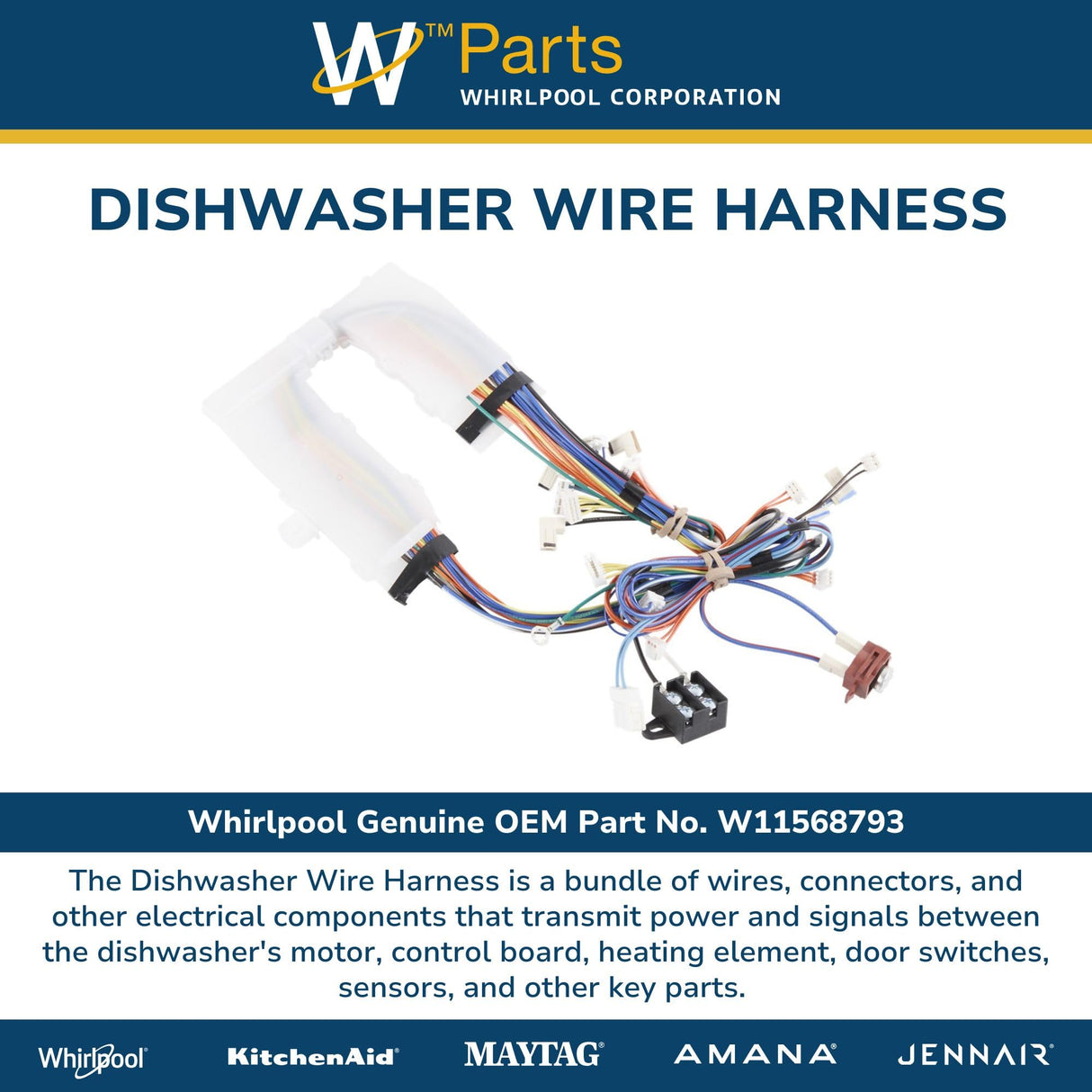 Whirlpool W11568793 Genuine OEM Dishwasher Wire Harness