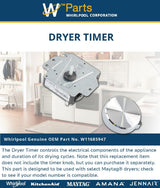 Whirlpool Timers W11685947-FBA replacement part