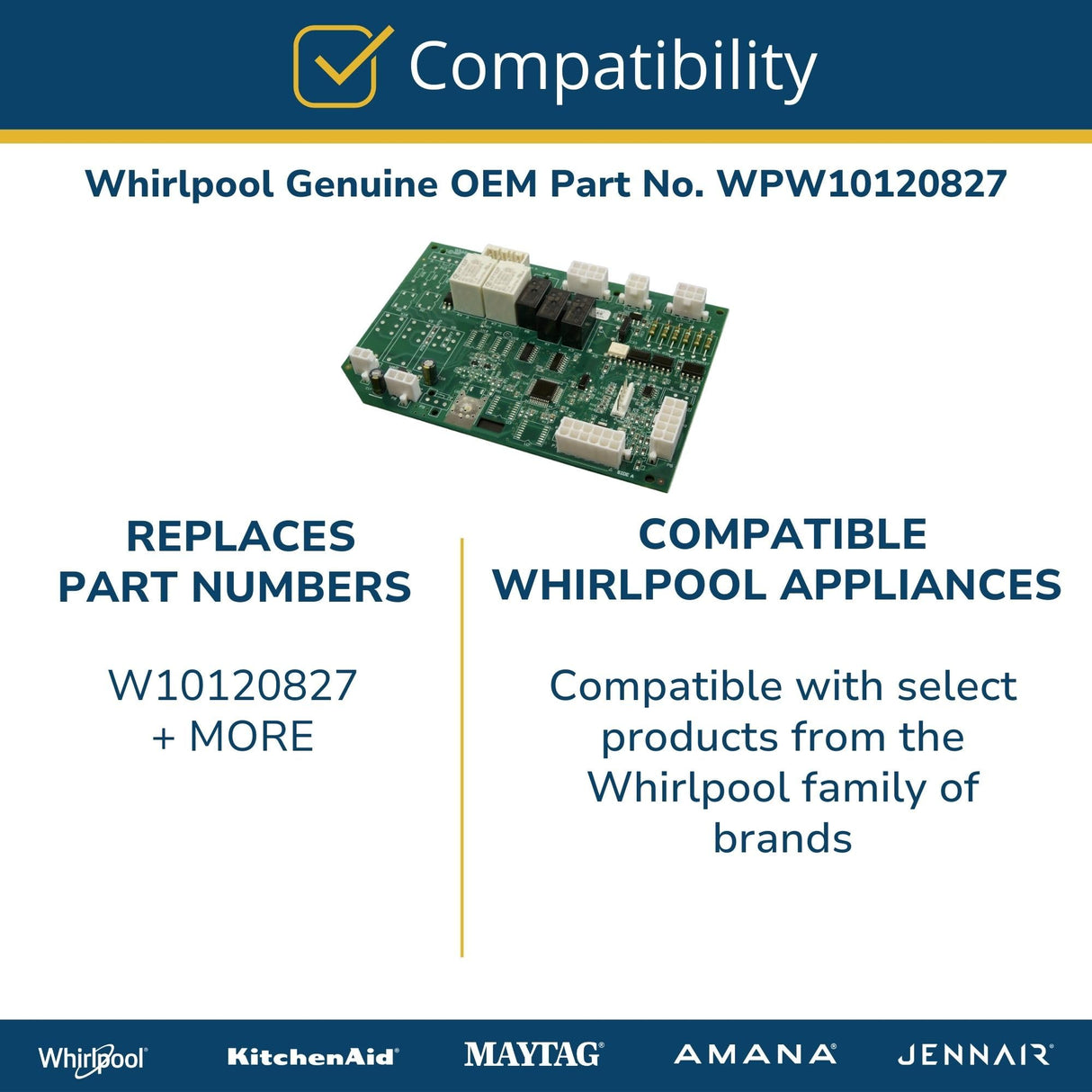 Whirlpool W10120827 Refrigerator Electronic Control Board Genuine Original Equipment Manufacturer (OEM) Part