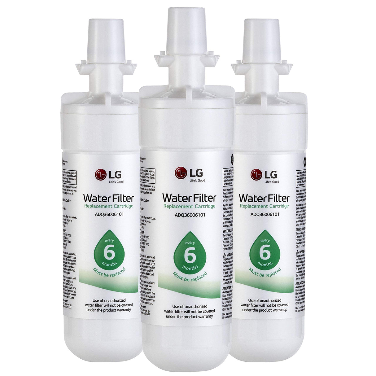 LG LT700P LT700P3 Refrigerator Water Filter, 3 Count (Pack of 1), White