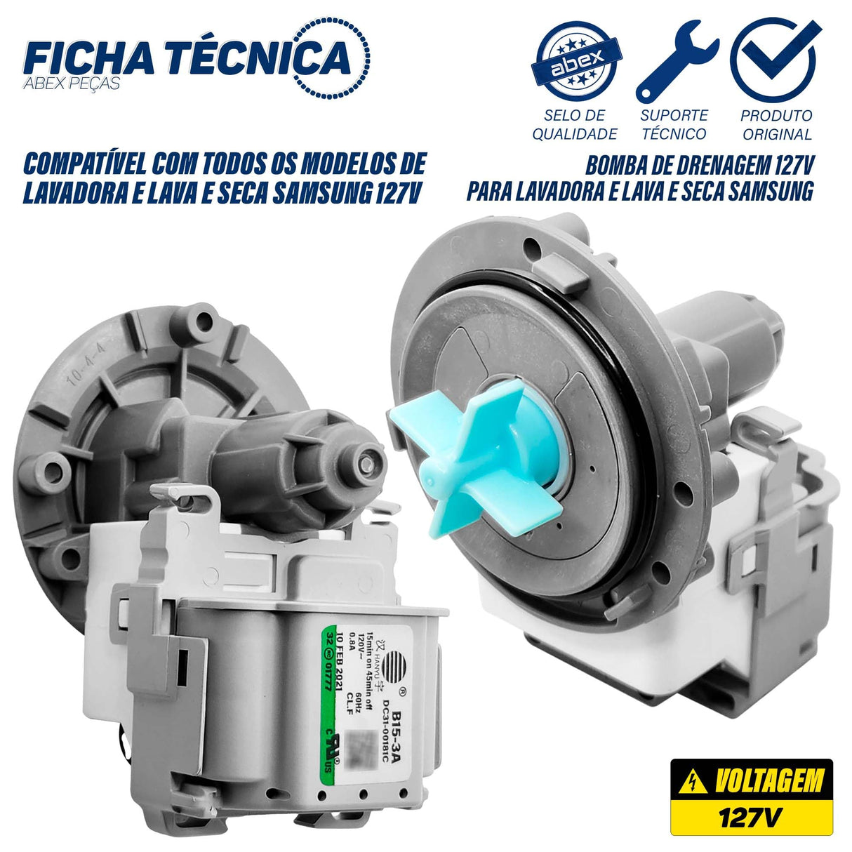 Samsung DC31-00181C Genuine OEM Recirculation Pump for Samsung Washing Machines