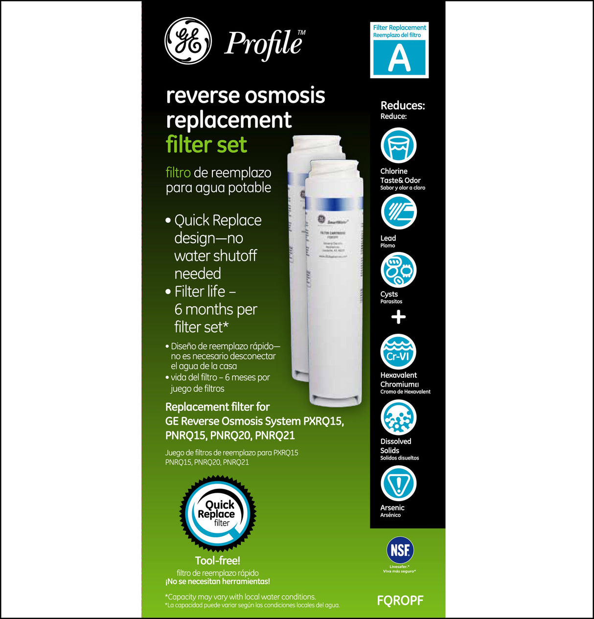 GE Profile FQROPF Under Sink Water Filter Pack of 2 Membranes