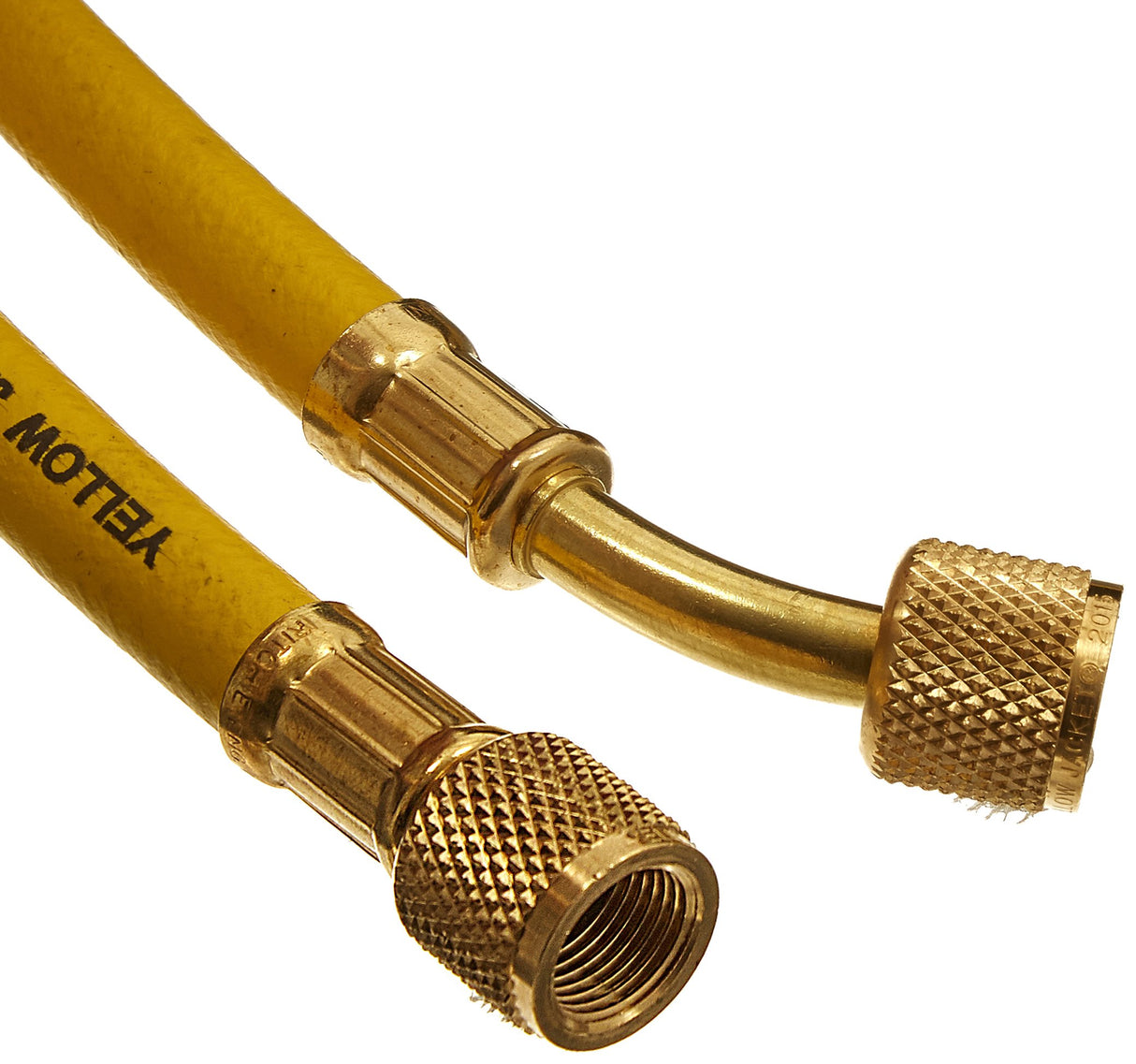 Yellow Jacket 18172 Plus II 3/8""B" Charging Hose 3/8" Straight Flare x 3/8" 45 Degree, 72", Yellow
