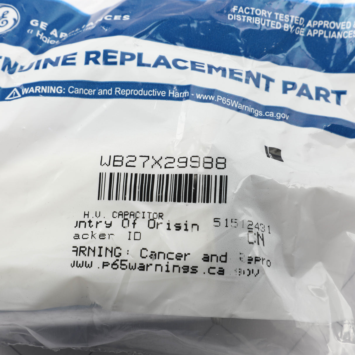 GE WB27X29988 Genuine OEM H.V. Capacitor