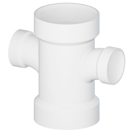 Tigre 429-3513 2 x 2 x 1-1/2 x 1-1/2" Hub x Hub x Hub x Hub PVC SCH 40 Reducing Double Sanitary Tee White