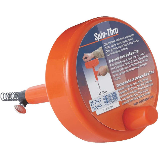 General Pipe Cleaners Spin-Thru 25PL Plastic Drum Auger, 25 ft