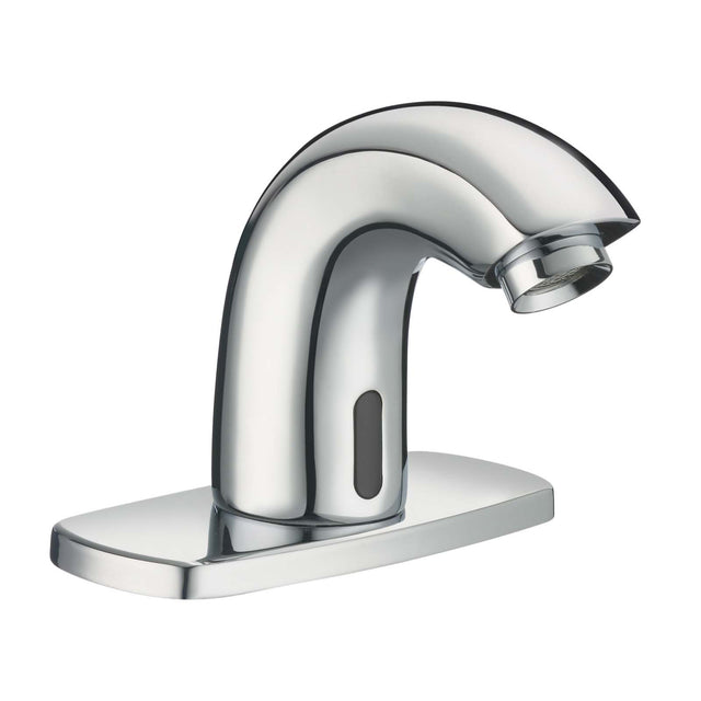 SF-Series Battery Powered, Deck Mounted, IR Faucet, 0.5 gpm, Single Hole, 4" Trim Plate, Chrome