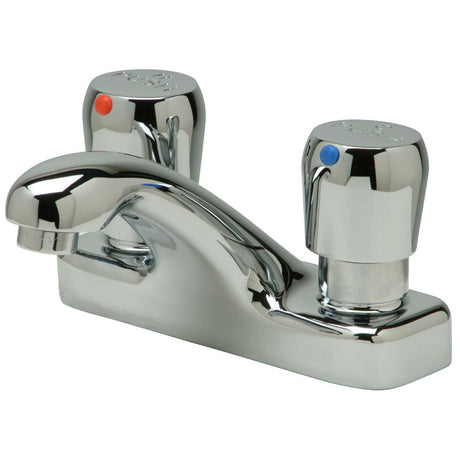AquaSpec Deck Mount Centerset Metering Faucet with 4" Centers, Push Buttons