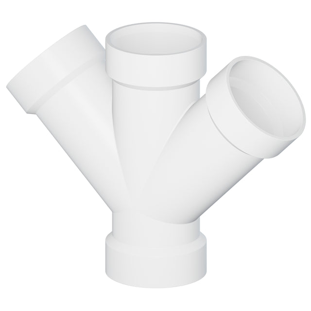 Tigre 611-3638 2" Hub PVC Double DWV Pipe Wye 45° White