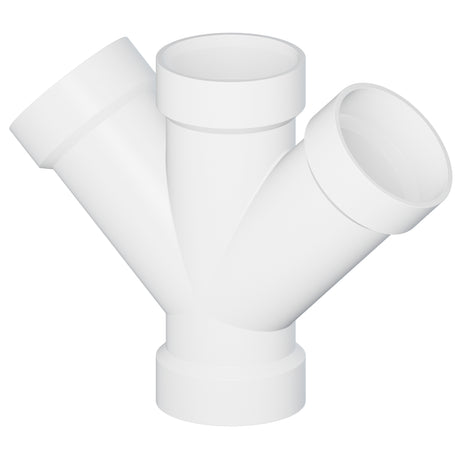 Tigre 611-3637 1-1/2" Hub PVC Double DWV Pipe Wye 45° White