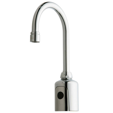 Hytronic Battery-Powered Deck-Mount IR Faucet, Gooseneck Spout, Single Hole, Chrome, Internal Temperature Control