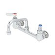 T&S B-0232-M Cast Brass Wall Mount 8" Widespread Double Pantry Faucet with 6" Spout, 23.09 gpm, Polished Chrome