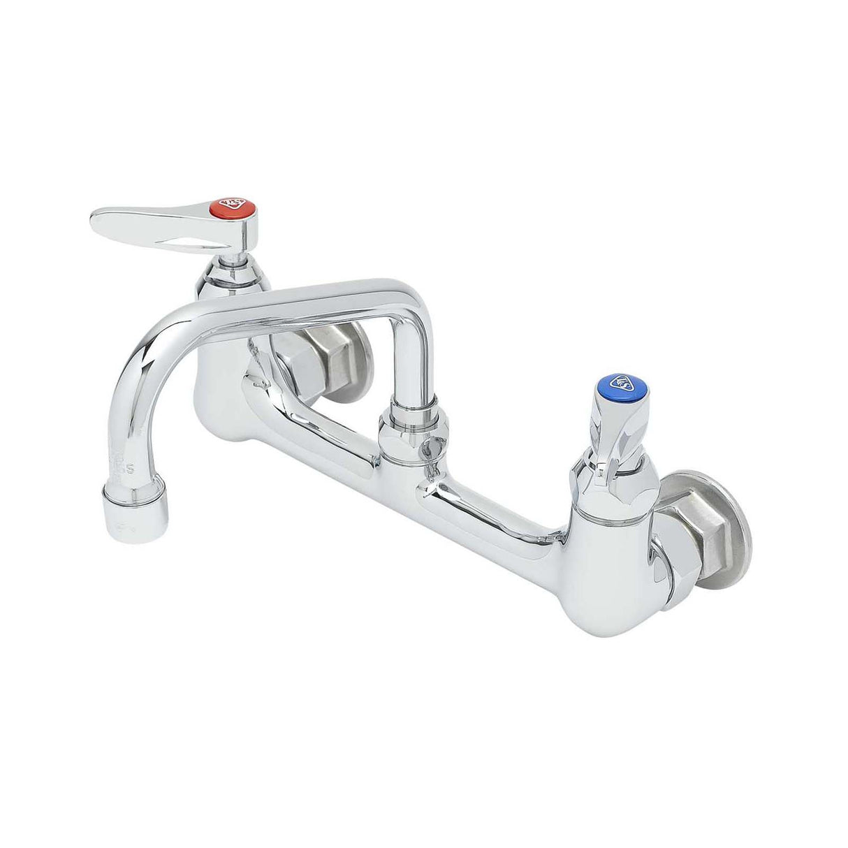 T&S B-0232-M Cast Brass Wall Mount 8" Widespread Double Pantry Faucet with 6" Spout, 23.09 gpm, Polished Chrome