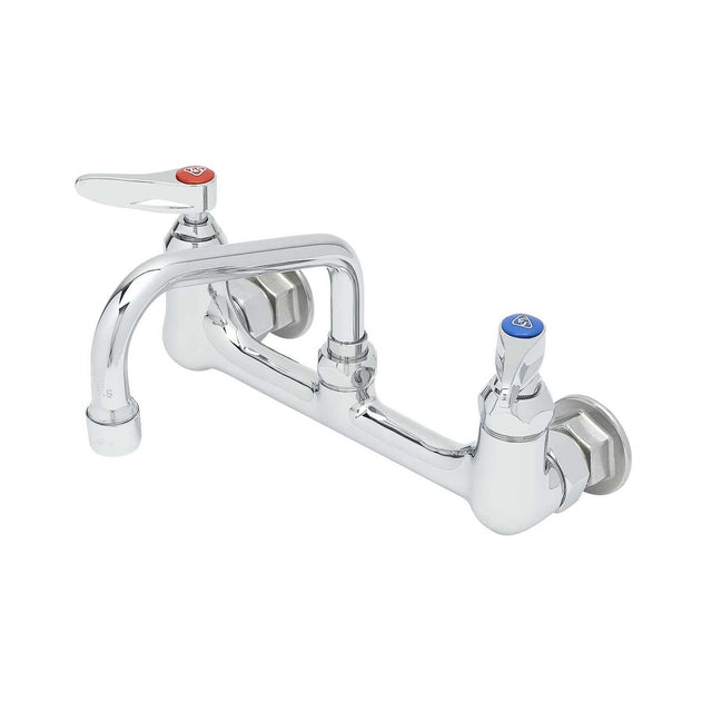 T&S B-0232-M Cast Brass Wall Mount 8" Widespread Double Pantry Faucet with 6" Spout, 23.09 gpm, Polished Chrome