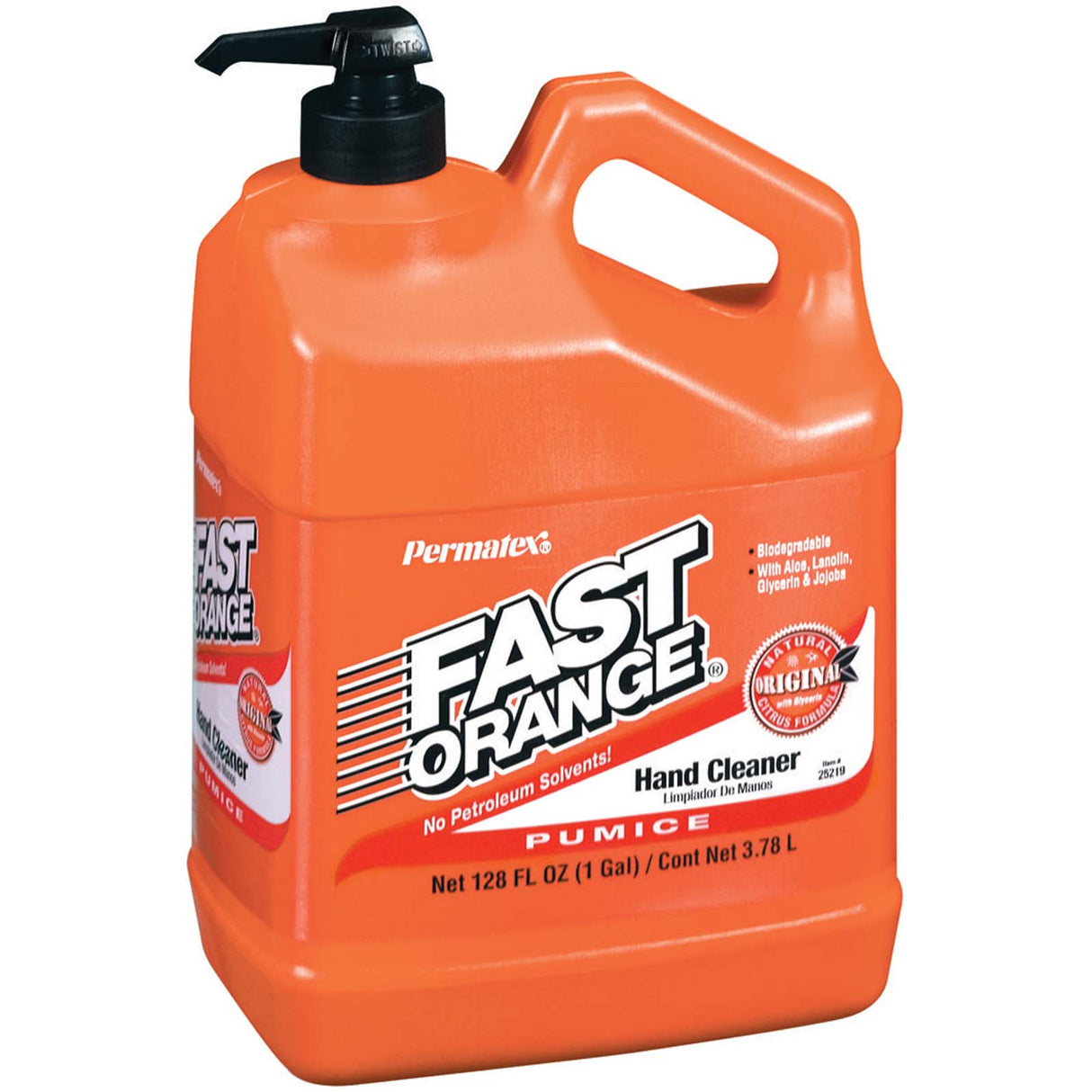 Permatex Fast Orange 25219 White Lotion Low Profile Fine Pumice Lotion Hand Cleaner, 1 gal Bottle with Pump