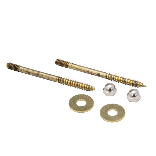 PlumbMaster Approved 43914 Solid Brass Closet Screw with Stainless Steel Washers (Retail), 1/4" Diameter x 3-1/2" Length