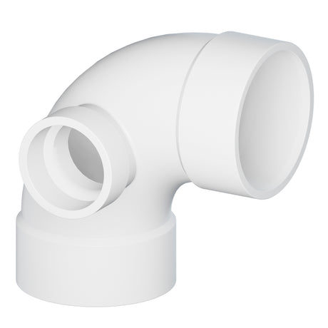 Tigre 300-S-3362 3 x 3 x 2" Hub x Hub x Hub PVC SCH 40 Side Inlet Reducing Elbow 90° White