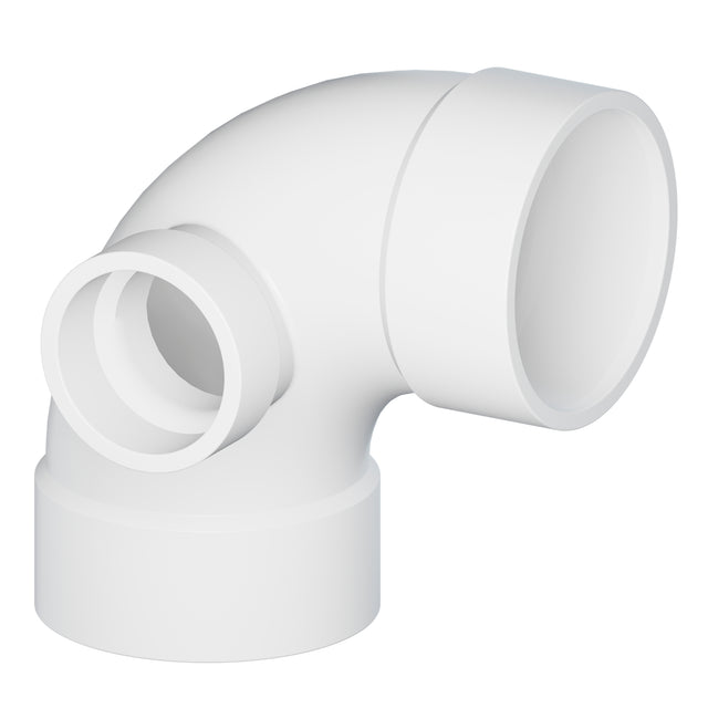 Tigre 300-S-3362 3 x 3 x 2" Hub x Hub x Hub PVC SCH 40 Side Inlet Reducing Elbow 90° White