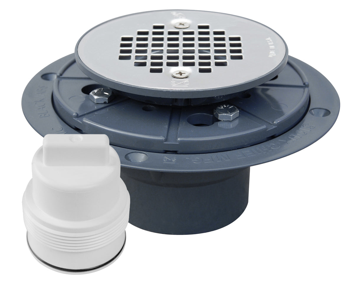 Sioux Chief 821-T200P DRAIN & PLUG SHWR PAN PVC SS SCI PR