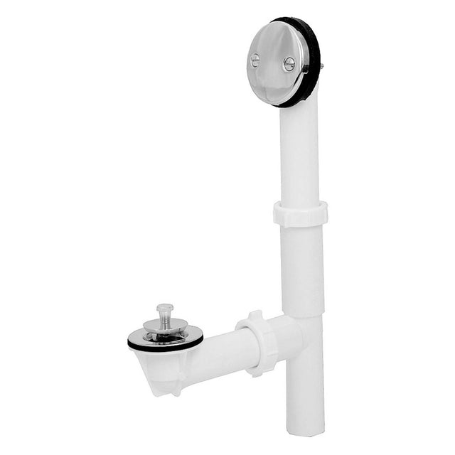 Polypropylene Tubular Lift-N-Turn Bath Waste White/Chrome Plated