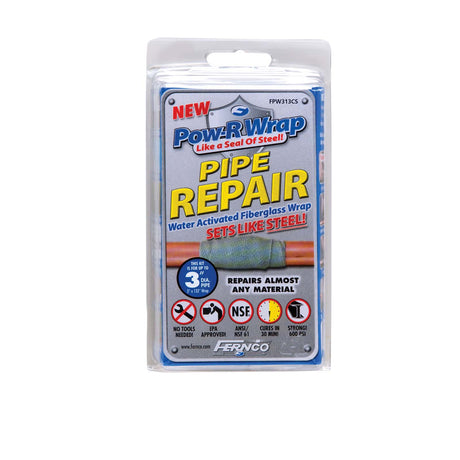 FPW3132CS Fernco Pow-R Wrap FPW-3132CS Resin Fiberglass Wrap, 1-1/4 - 3" Pipe, 132" L x 3" W