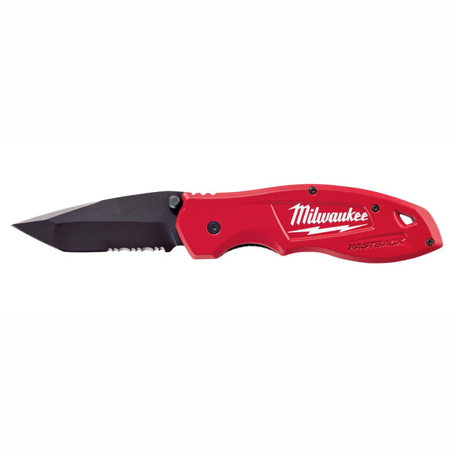 Milwaukee Fastback 48-22-1995 Spring Assisted Serrated Knife, 8-1/4" L, Red