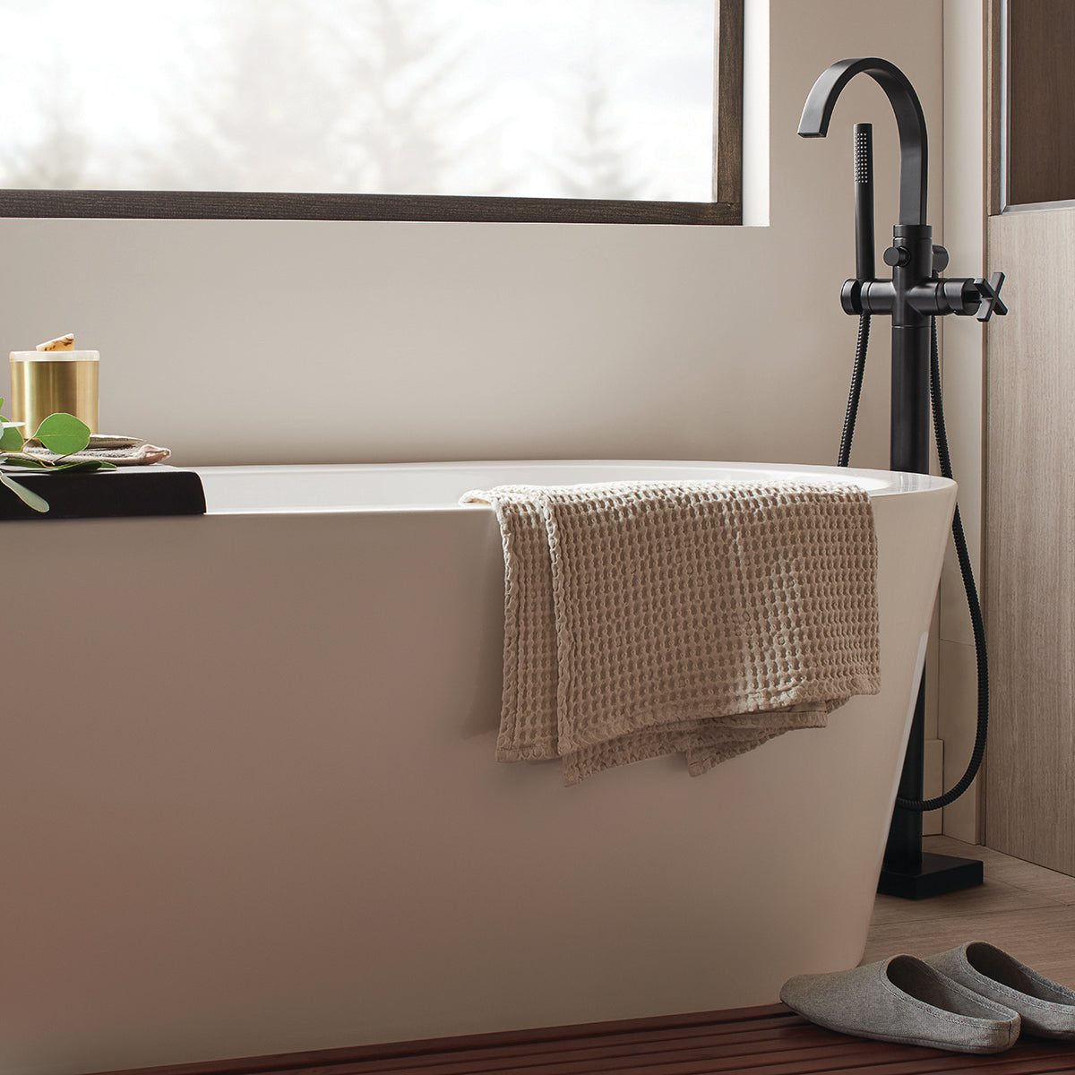 Lura SB-2534-MB Free Standing Roman Tub Faucet with Cross Handle MB