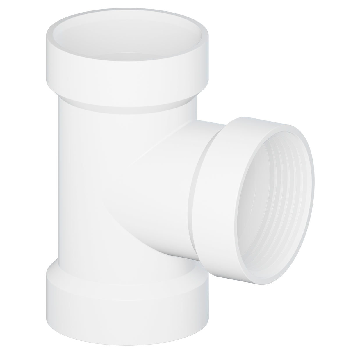 Tigre 444-3534 1-1/2 x 1-1/2 x 1-1/2" Hub x Hub x FIPT PVC Series SCH 40 Straight Test Tee White