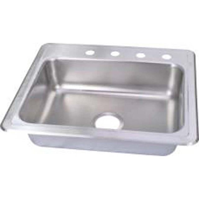 PlumbMaster Approved 33391 Stainless Steel Luster 4-Hole Self-Rimming Kitchen Sink, 22" L x 7" W x 25" H