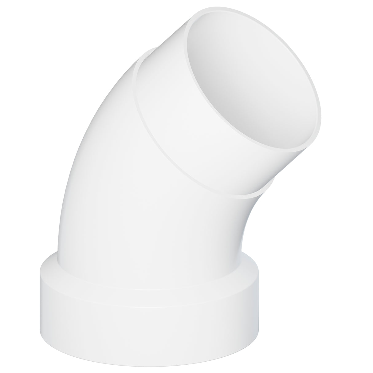 2 x 2" Spigot x Hub PVC SCH 40 DWV Street Elbow 45° White