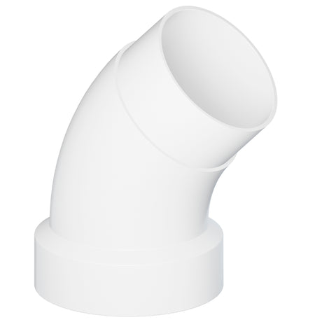 2 x 2" Spigot x Hub PVC SCH 40 DWV Street Elbow 45° White