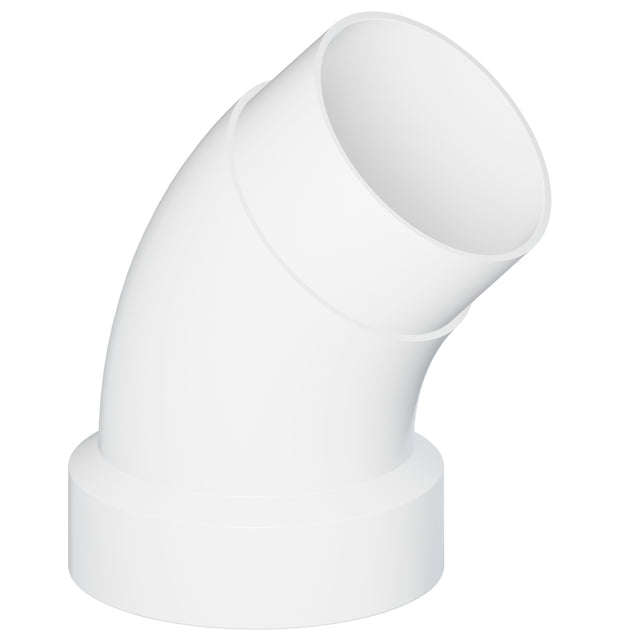 2 x 2" Spigot x Hub PVC SCH 40 DWV Street Elbow 45° White