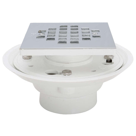 IPS Corp 89404 2 or 3" Pipe PVC Adjustable Low Profile Floor and Shower Drain with Reversible Clamping Ring Fits