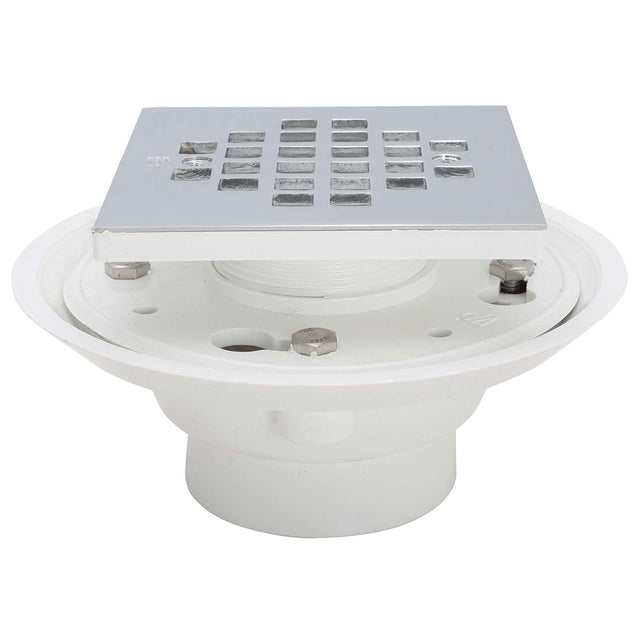 IPS Corp 89404 2 or 3" Pipe PVC Adjustable Low Profile Floor and Shower Drain with Reversible Clamping Ring Fits