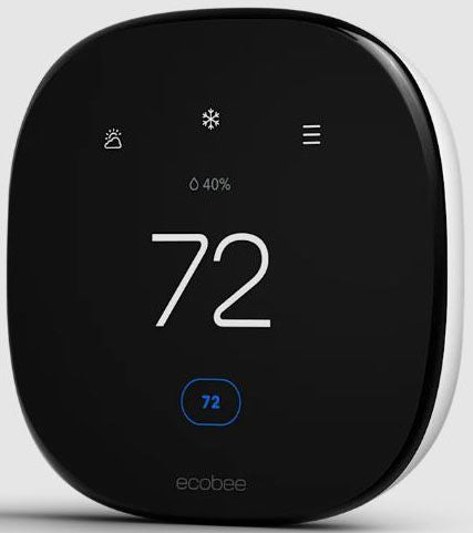 Ecobee EB-STATE6LP-01 Enhanced Smart Thermostat, 24 V, 3.5 VA, +/-1 deg F Accuracy, LCD Display, Wall Mounting