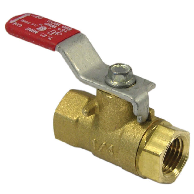 100-400G 1/4" FIP Jomar Brass (Lead Free) 2-Piece Mini Full Port Ball Valve Quarter-Turn Handle