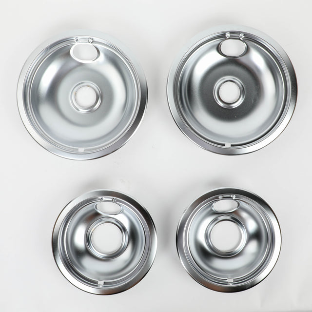 Whirlpool W10278125 Genuine OEM Chrome Drip Bowl Set 2