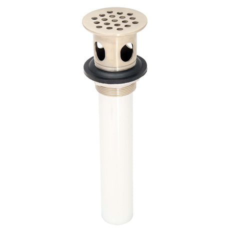 PlumbMaster Approved 56496 1-1/4 x 6" Grid Drain with Overflow Holes Brushed Nickel