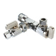 Dahl EQG3-6001 1/2" x 3/8" x 3/8" Chrome Plated Brass (Lead Free) 1/4-Turn Dual Shut-Off Valve