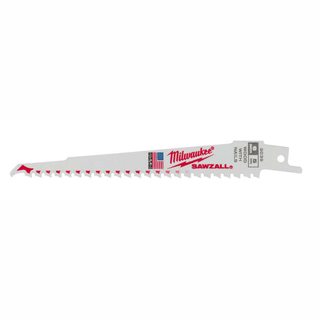 Milwaukee 48-00-5035 6" 5TPI Sawzall Blades, Thin Kerf, Wood (5 pack)