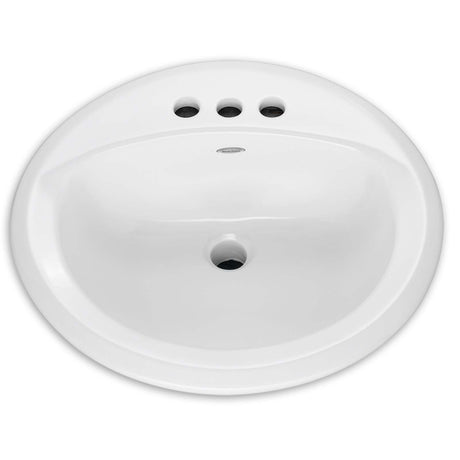 0491.019.020 American Standard Rondalyn 0491019 Vitreous China 4" Centers 3-Hole Round Self-Rimming Countertop Lavatory Sink, White