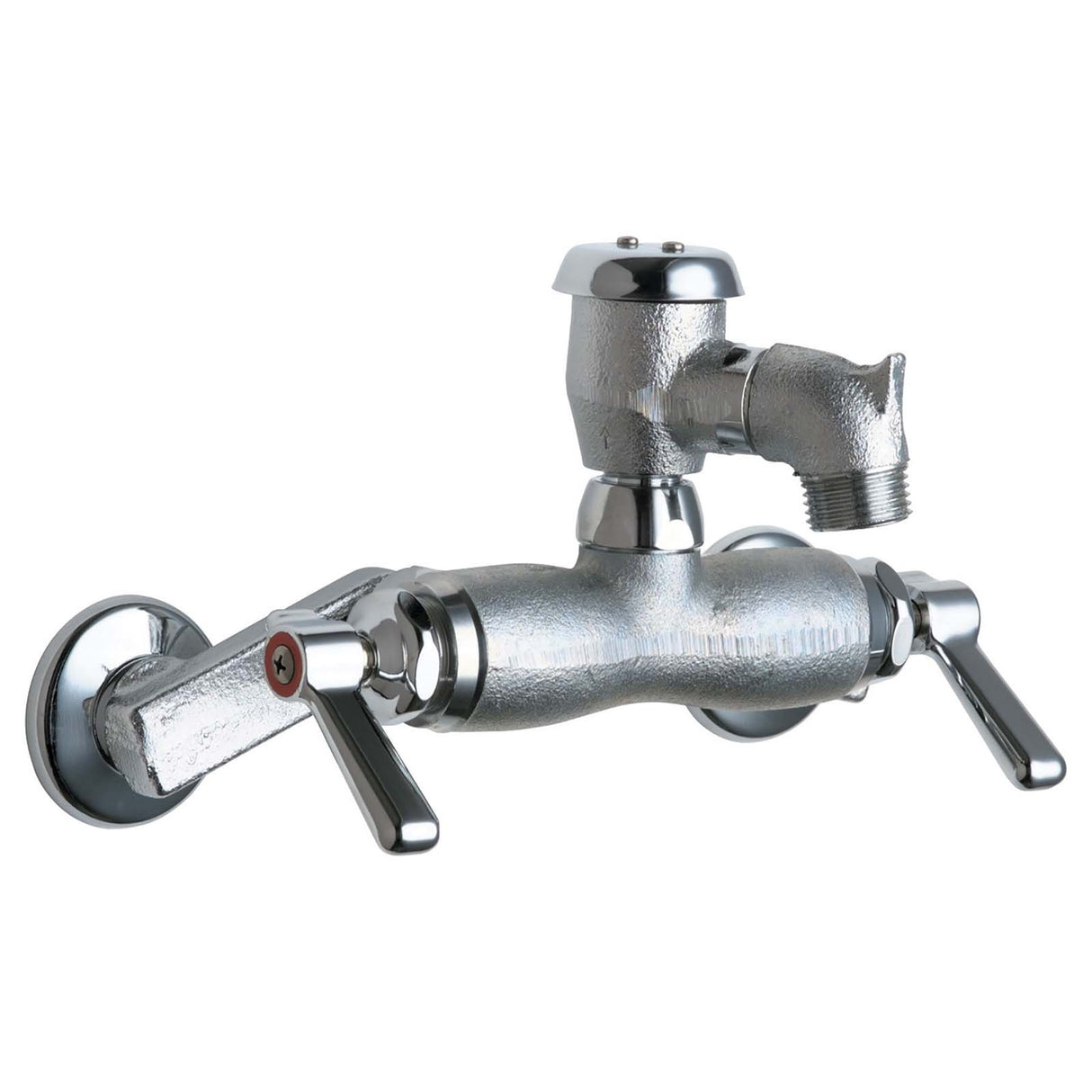 Chicago Faucets 305-VBRCF Solid Brass Wall Mount 8" Widespread Hot and Cold Water Sink Faucet, Rough Chrome