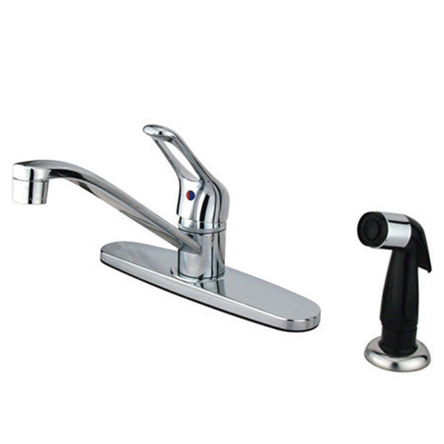 Kingston Brass KB562 Wyndham Single Handle Kitchen Faucet, Side Spray, Polished Chrome