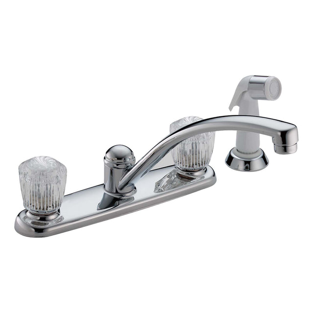 Delta 2402LF Classic Series Two Handle Kitchen Faucet, Side Spray, Chrome